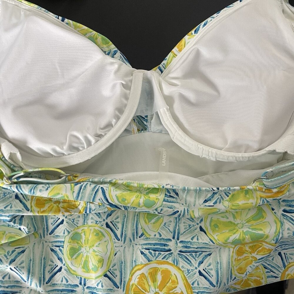 Lands End Womens Lemon Print Tankini Swim Top Size 14 Coastal Preppy Summer Cute - Picture 5 of 11